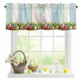 thumbnail image 1 of Valances for Windows Spring Easter Rabbit Ears Eggs Rod Pocket Short Curtain for Bathroom Living Room Bedroom Blue Green White Striped 1 Panel 54x18in, 1 of 9