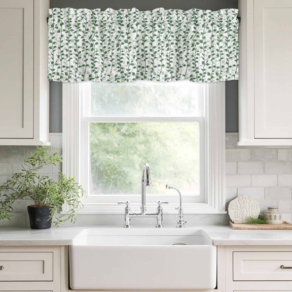 Valances for Windows,Spring Plants Ivy Kitchen Curtain Valance Short Rod Pocket Panels Abstract Country Leaves Small Window Treatment for Living Room Bedroom Bathroom,42"Wx12"L