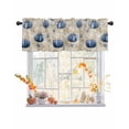 thumbnail image 1 of Valances for Windows Thanksgiving Blue Pumpkin Rod Pocket Cafe Window Treatments Valance Curtains for Kitchen Bathroom Laundry Basement Windows 60"x14", 1 of 6