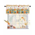 thumbnail image 1 of Valances for Windows Thanksgiving Orange Blue Pumpkin Sunflower Maple Fall Floral Rod Pocket Cafe Window Treatments Valance Curtains for Kitchen Bathroom Laundry Basement Windows 54"x18", 1 of 6