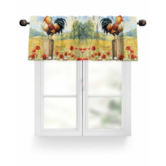 Valances for Windows Valance Rod Pocket Light Filtering Short Window Treatments Curtains for Kitchen Bathroom Living Room Bedroom, 1 Panel, 42 x 12 Inch