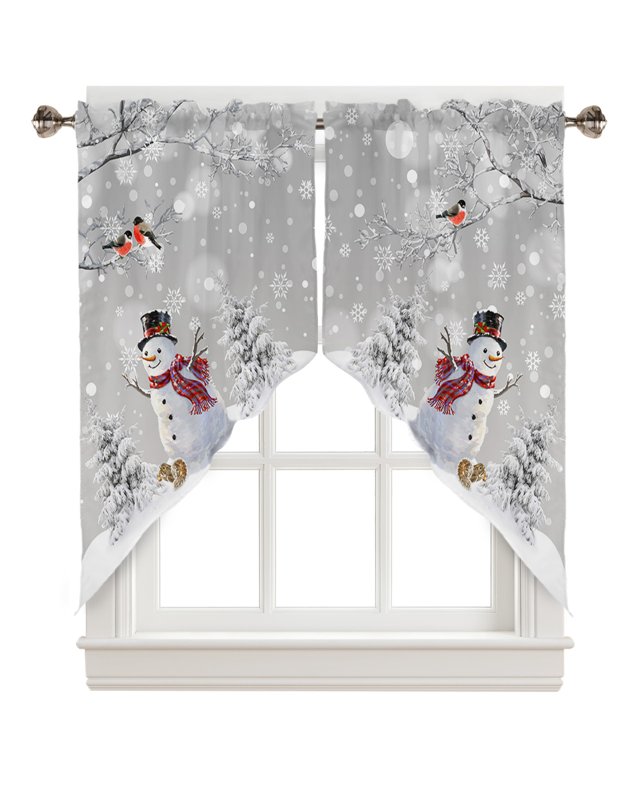 Valances for Windows Washable Swag Curtains Christmas Snowman Cute