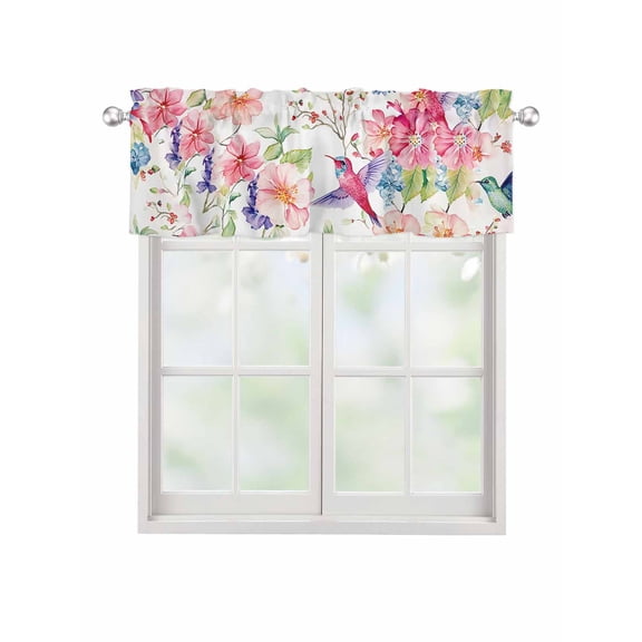 Valances for Windows Watercolor Colorful Rod Pocket Cafe Window Treatments Valance Curtains for Kitchen Bathroom Laundry Basement Windows 54"x18"