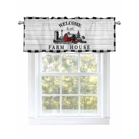 Valances for Windows Welcome to Our Farm House Rod Pocket Cafe Window Treatments Valance Curtains for Kitchen Bathroom Laundry Basement Windows 42"x12"