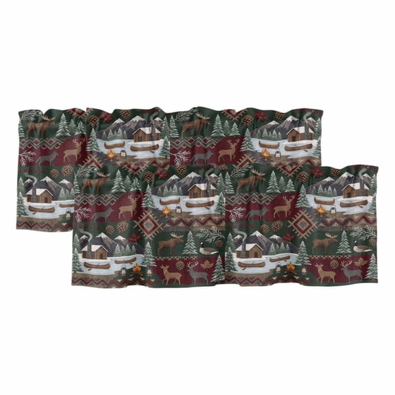 Valances for Windows, Western Boho Valance Curtains Blackout Drapes for Kitchen/Bathroom/Cafe, Farmhouse Country Rustic Chic Wild Nature Cabin Deer Rod Pocket Window Toppers Valances 2 Pack 42''x12''