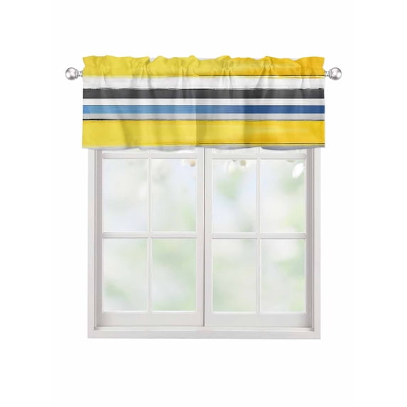 Valances for Windows Yellow Blue Gradient Rod Pocket Cafe Window Treatments Valance Curtains for Kitchen Bathroom Laundry Basement Windows 60"x18"