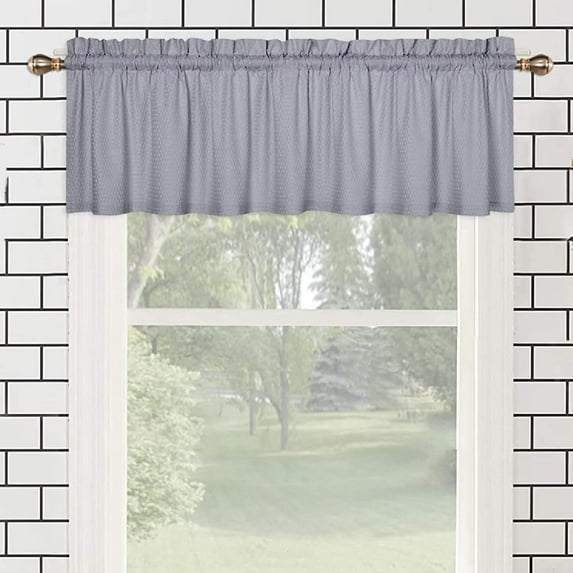 Valances for Kitchen Windows, Embossed Textured Soft Microfiber Tailored Valance Curtains for Bathroom Windows, White, 60x15 Inches