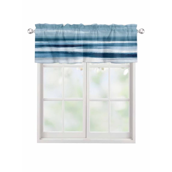 Valances for Windows Abstract Blue Rod Pocket Cafe Window Treatments Valance Curtains for Kitchen Bathroom Laundry Basement Windows 42"x18"