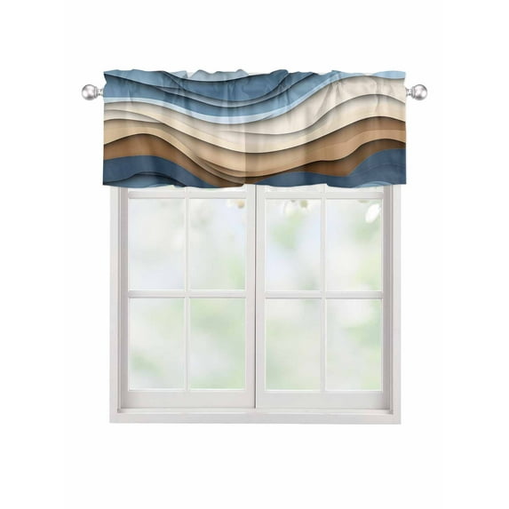 Valances for Windows Abstract Blue Rod Pocket Cafe Window Treatments Valance Curtains for Kitchen Bathroom Laundry Basement Windows 56"x16"