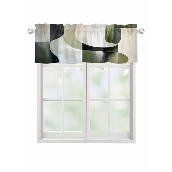 Valances for Windows Abstract Geometric Rod Pocket Cafe Window Treatments Valance Curtains for Kitchen Bathroom Laundry Basement Windows 42"x18"