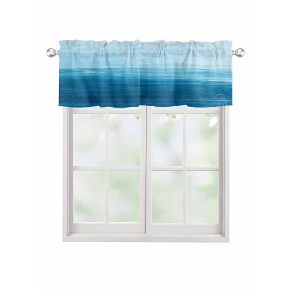 Valances for Windows Abstract Ocean Rod Pocket Cafe Window Treatments Valance Curtains for Kitchen Bathroom Laundry Basement Windows 42"x12"