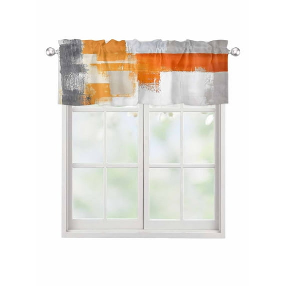 Valances for Windows Abstract Orange Rod Pocket Cafe Window Treatments Valance Curtains for Kitchen Bathroom Laundry Basement Windows 60"x18"
