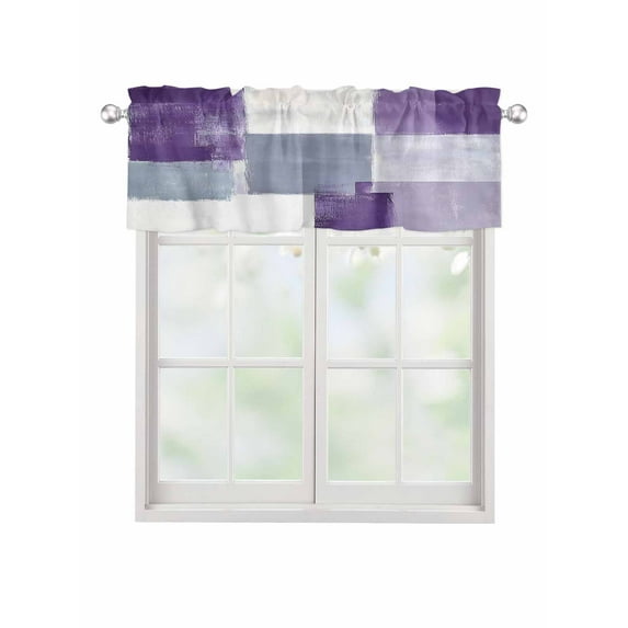 Valances for Windows Abstract Purple Rod Pocket Cafe Window Treatments Valance Curtains for Kitchen Bathroom Laundry Basement Windows 42"x18"