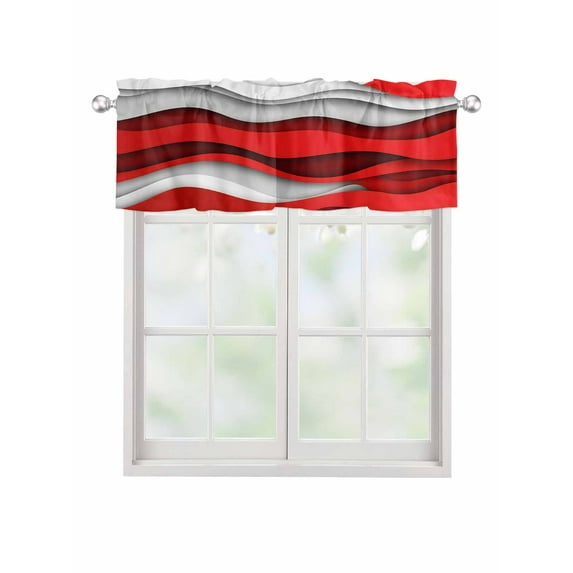 Valances for Windows Abstract Red Rod Pocket Cafe Window Treatments Valance Curtains for Kitchen Bathroom Laundry Basement Windows 42"x18"