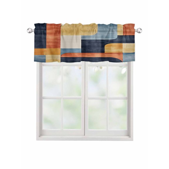 Valances for Windows Abstract Stitching Rod Pocket Cafe Window Treatments Valance Curtains for Kitchen Bathroom Laundry Basement Windows 42"x12"