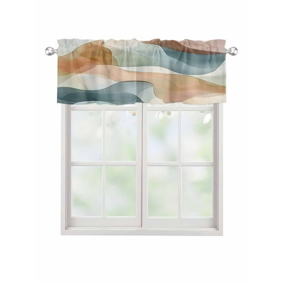 Valances for Windows Abstract Stitching Rod Pocket Cafe Window Treatments Valance Curtains for Kitchen Bathroom Laundry Basement Windows 42"x12"
