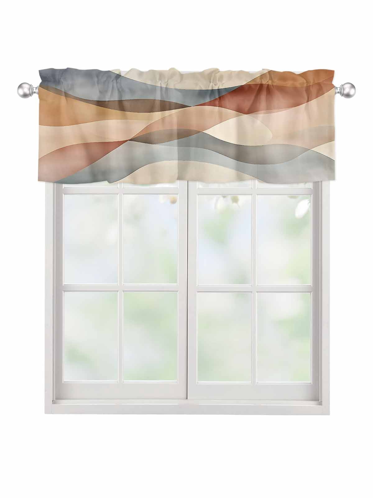 Valances for Windows Abstract Stitching Rod Pocket Cafe Window ...