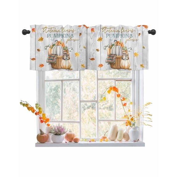 Valances for Windows Autumn Rod Pocket Cafe Window Treatments Valance Curtains for Kitchen Bathroom Laundry Basement Windows 56"x16"