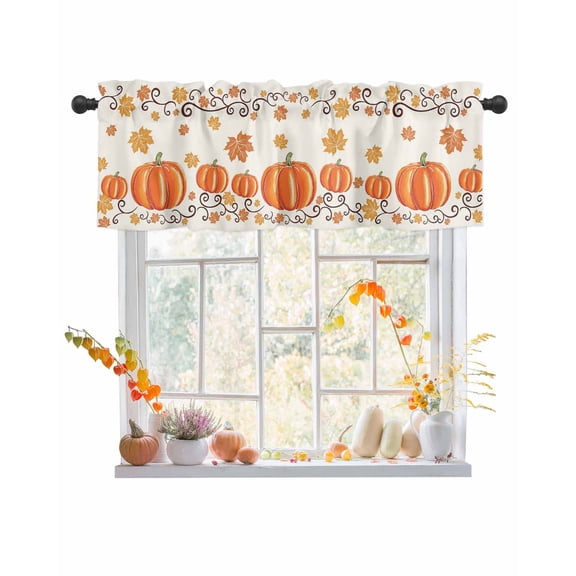 Valances for Windows Autumn Maple Rod Pocket Cafe Window Treatments Valance Curtains for Kitchen Bathroom Laundry Basement Windows 56"x16"