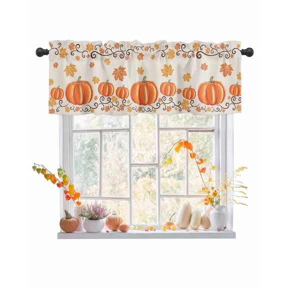 Valances for Windows Autumn Maple Rod Pocket Cafe Window Treatments Valance Curtains for Kitchen Bathroom Laundry Basement Windows 60"x14"