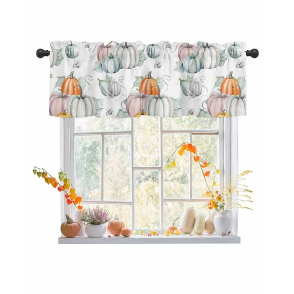 Valances for Windows Autumn Watercolor Rod Pocket Cafe Window Treatments Valance Curtains for Kitchen Bathroom Laundry Basement Windows 56"x16"