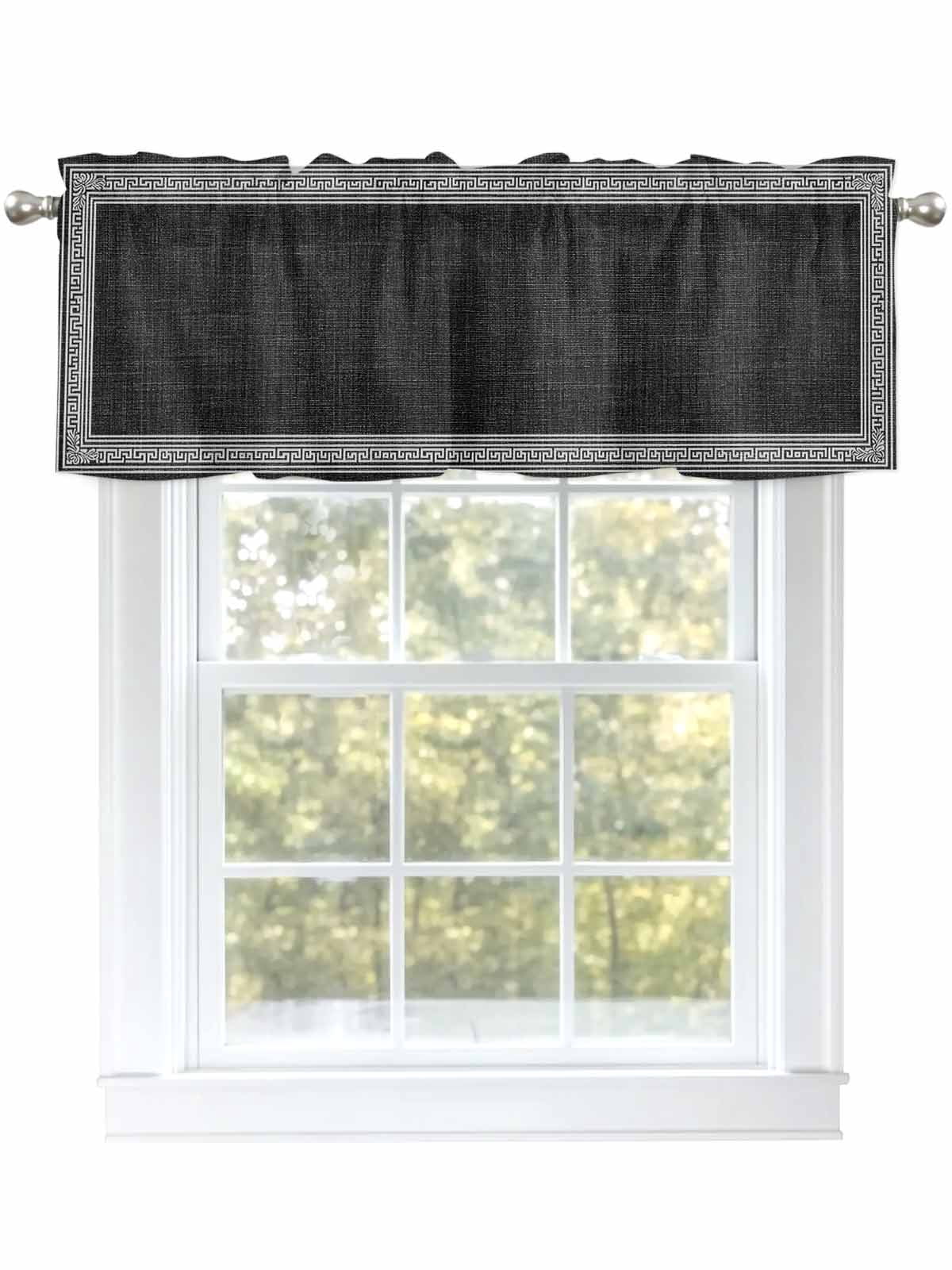 Valances for Windows Black Abstract Art Rod Pocket Cafe Window ...