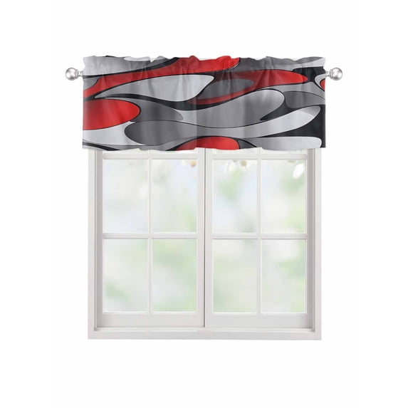 Valances for Windows Black Red Abstract Rod Pocket Cafe Window Treatments Valance Curtains for Kitchen Bathroom Laundry Basement Windows 42"x12"