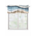 thumbnail image 1 of Valances for Windows Blue Beige Rod Pocket Cafe Window Treatments Valance Curtains for Kitchen Bathroom Laundry Basement Windows 42"x12", 1 of 9