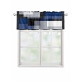 thumbnail image 1 of Valances for Windows Blue Black Rod Pocket Cafe Window Treatments Valance Curtains for Kitchen Bathroom Laundry Basement Windows 42"x18", 1 of 9