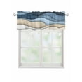 thumbnail image 1 of Valances for Windows Blue Brown Rod Pocket Cafe Window Treatments Valance Curtains for Kitchen Bathroom Laundry Basement Windows 56"x16", 1 of 9