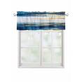 thumbnail image 1 of Valances for Windows Blue Gold Graffiti Rod Pocket Cafe Window Treatments Valance Curtains for Kitchen Bathroom Laundry Basement Windows 42"x18", 1 of 9