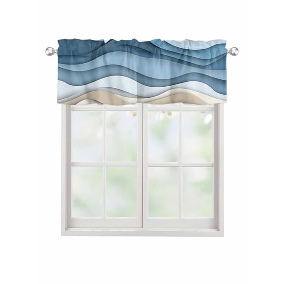 Valances for Windows Blue Ombre Rod Pocket Cafe Window Treatments Valance Curtains for Kitchen Bathroom Laundry Basement Windows 56"x16"