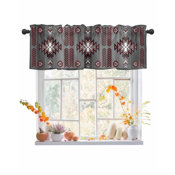 Valances for Windows Boho Farmhouse Rod Pocket Cafe Window Treatments Valance Curtains for Kitchen Bathroom Laundry Basement Windows 56"x16"