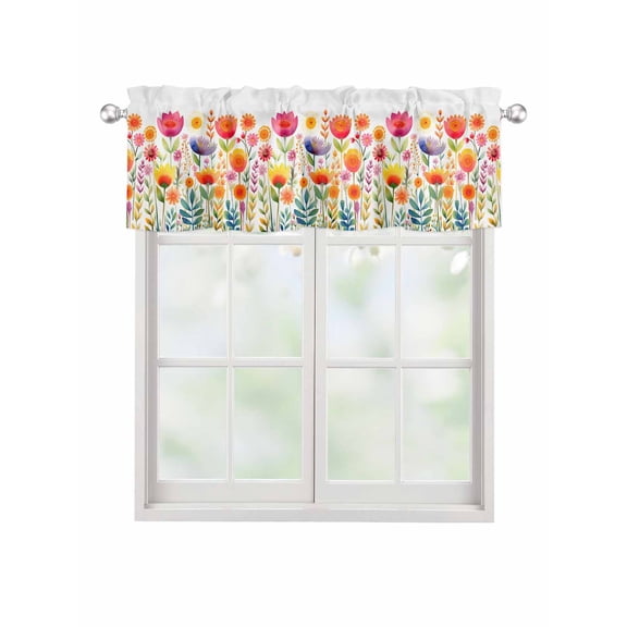 Valances for Windows Boho Spring Rod Pocket Cafe Window Treatments Valance Curtains for Kitchen Bathroom Laundry Basement Windows 60"x18"