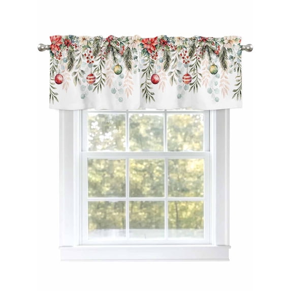 Valances for Windows Christmas Rod Pocket Cafe Window Treatments Valance Curtains for Kitchen Bathroom Laundry Basement Windows 42"x12"