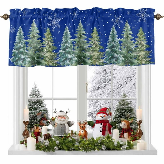 Valances for Windows Christmas Tree Rod Pocket Cafe Window Treatments Valance Curtains for Kitchen Bathroom Laundry Basement Windows 42"x18"