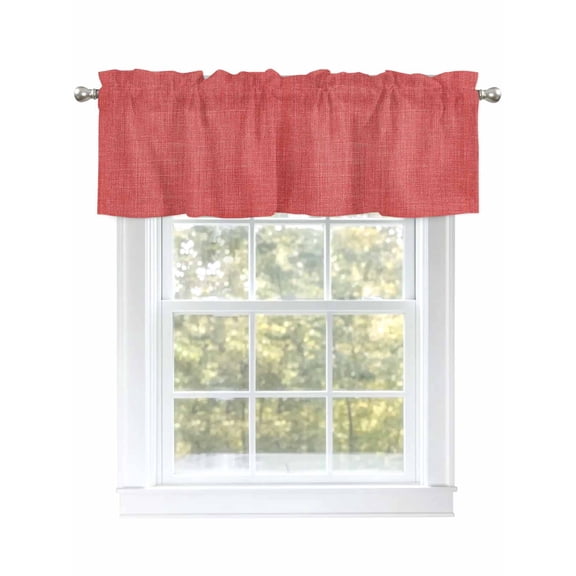 Valances for Windows Coral Red Linen Rod Pocket Cafe Window Treatments Valance Curtains for Kitchen Bathroom Laundry Basement Windows 60"x14"