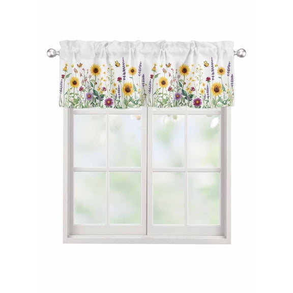 Valances for Windows Country Floral Rod Pocket Cafe Window Treatments Valance Curtains for Kitchen Bathroom Laundry Basement Windows 42"x12"