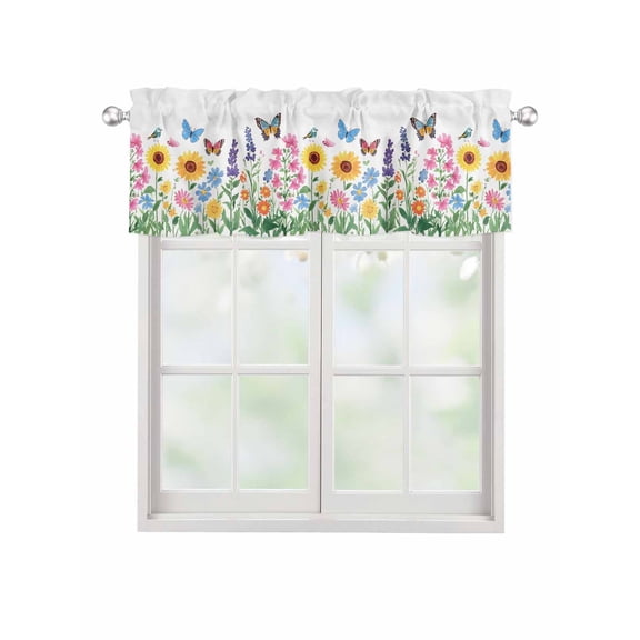 Valances for Windows Country Watercolor Rod Pocket Cafe Window Treatments Valance Curtains for Kitchen Bathroom Laundry Basement Windows 42"x12"