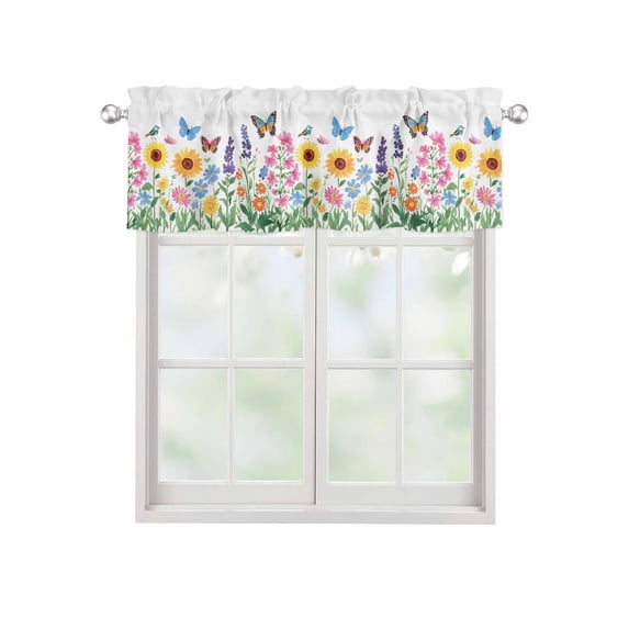 Valances for Windows Country Watercolor Rod Pocket Cafe Window Treatments Valance Curtains for Kitchen Bathroom Laundry Basement Windows 54"x18"
