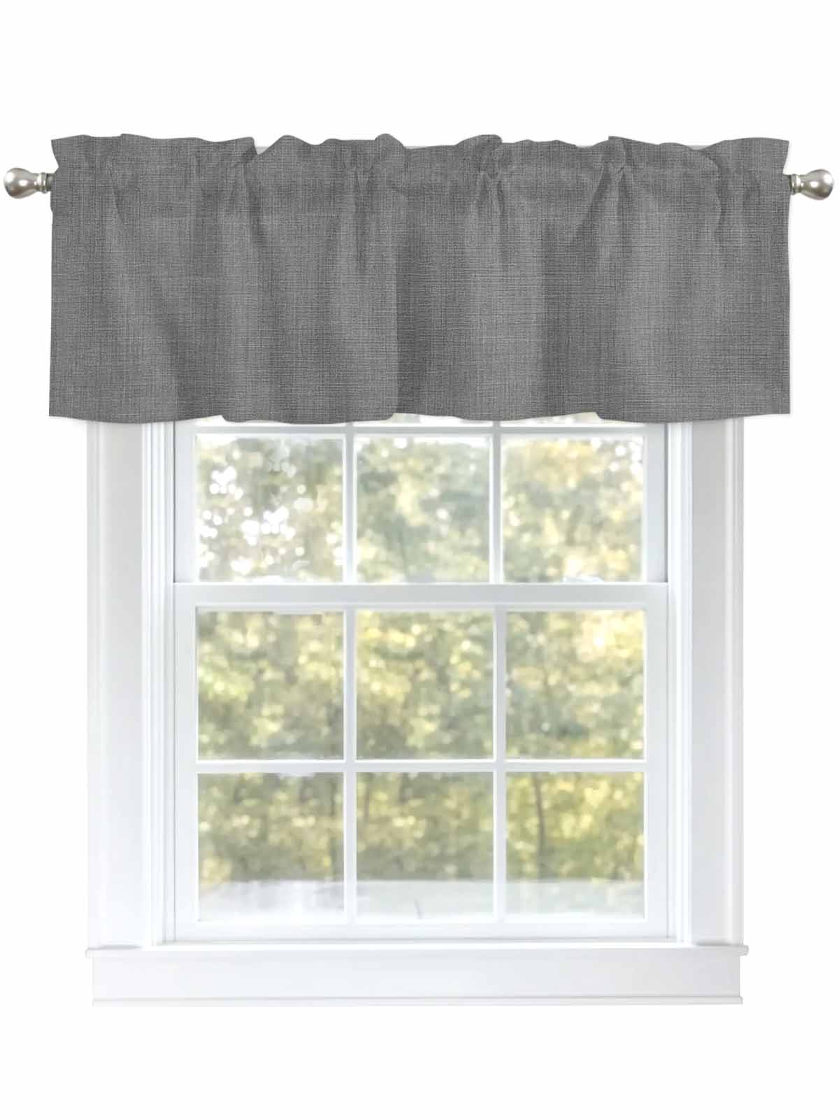 Valances for Windows Dark Grey Linen Rod Pocket Cafe Window Treatments Valance Curtains for Kitchen Bathroom Laundry Basement Windows 60"x18"