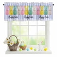 thumbnail image 1 of Valances for Windows Easter Colorful Rabbit Rod Pocket Short Curtain for Bathroom Living Room Bedroom Cartoon Bunny Purple Stripe 1 Panel 42x12in, 1 of 9