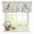 thumbnail image 1 of Valances for Windows Easter Egg Bunny Green Plaid Rod Pocket Short Curtain for Bathroom Living Room Bedroom Spring Wild Flower Leaves 1 Panel 42x12in, 1 of 9