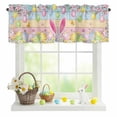 thumbnail image 1 of Valances for Windows Easter Rabbit Egg Rod Pocket Short Curtain for Bathroom Living Room Bedroom Spring Flower Colorful Wood Board 1 Panel 54x18in, 1 of 9