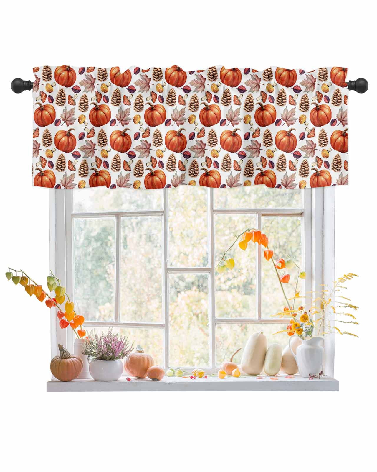 Valances for Windows Fall Fruit Rod Pocket Cafe Window Treatments ...