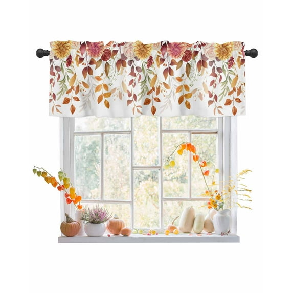 Valances for Windows Fall Rod Pocket Cafe Window Treatments Valance Curtains for Kitchen Bathroom Laundry Basement Windows 56"x16"