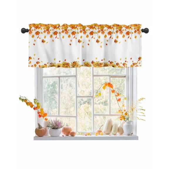 Valances for Windows Fall Maple Rod Pocket Cafe Window Treatments Valance Curtains for Kitchen Bathroom Laundry Basement Windows 54"x18"
