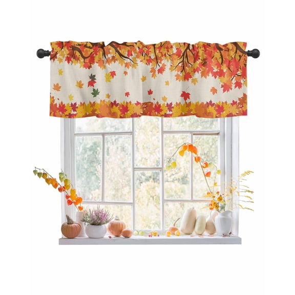 Valances for Windows Fall Maple Rod Pocket Cafe Window Treatments Valance Curtains for Kitchen Bathroom Laundry Basement Windows 54"x18"