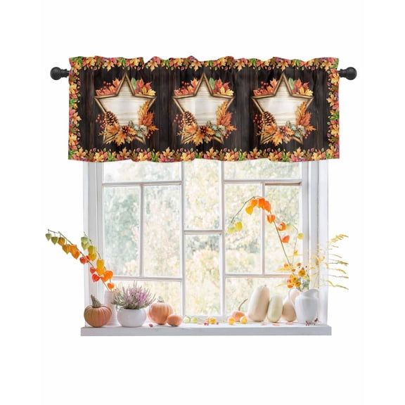 Valances for Windows Fall Maple Rod Pocket Cafe Window Treatments Valance Curtains for Kitchen Bathroom Laundry Basement Windows 54"x18"