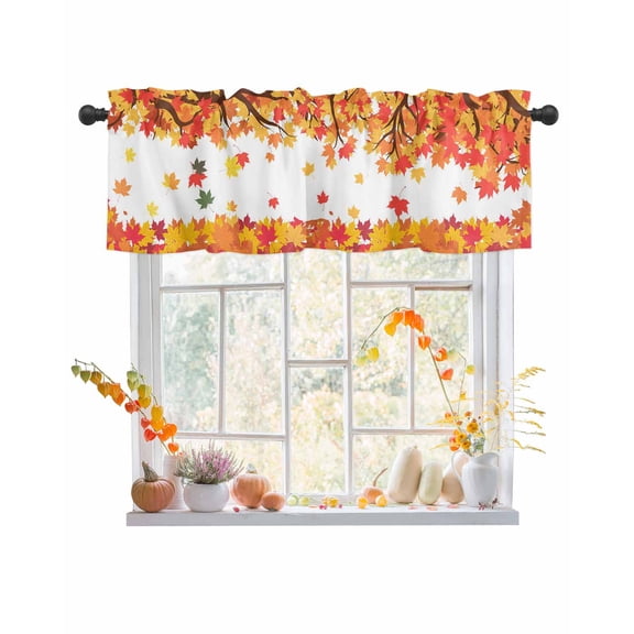 Valances for Windows Fall Maple Rod Pocket Cafe Window Treatments Valance Curtains for Kitchen Bathroom Laundry Basement Windows 56"x16"